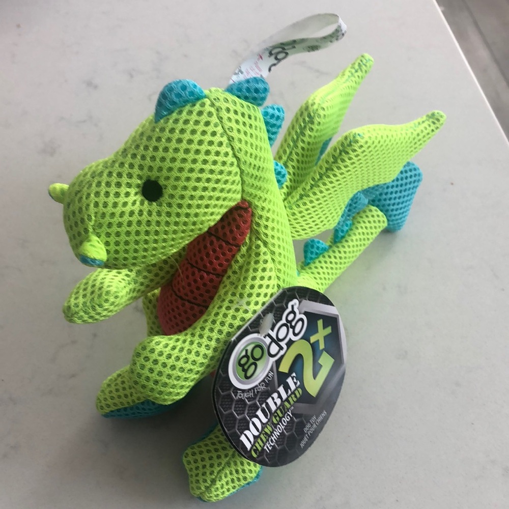 Lime Green and Blue Dragon Dog Toy